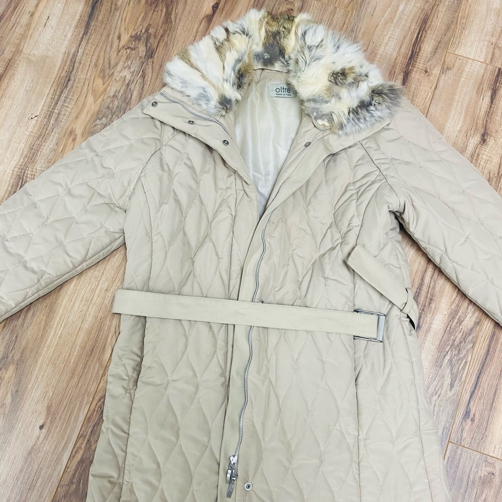 Beige woman’s coat, Made in Italy, Rabbit fur